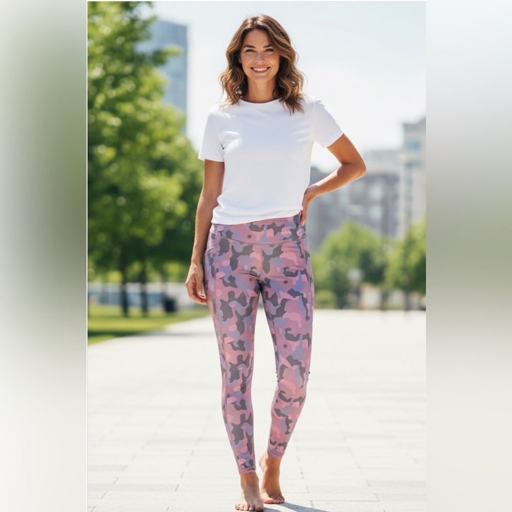 A Core Women's Purple and Gray Patterned Workout Leggings size S